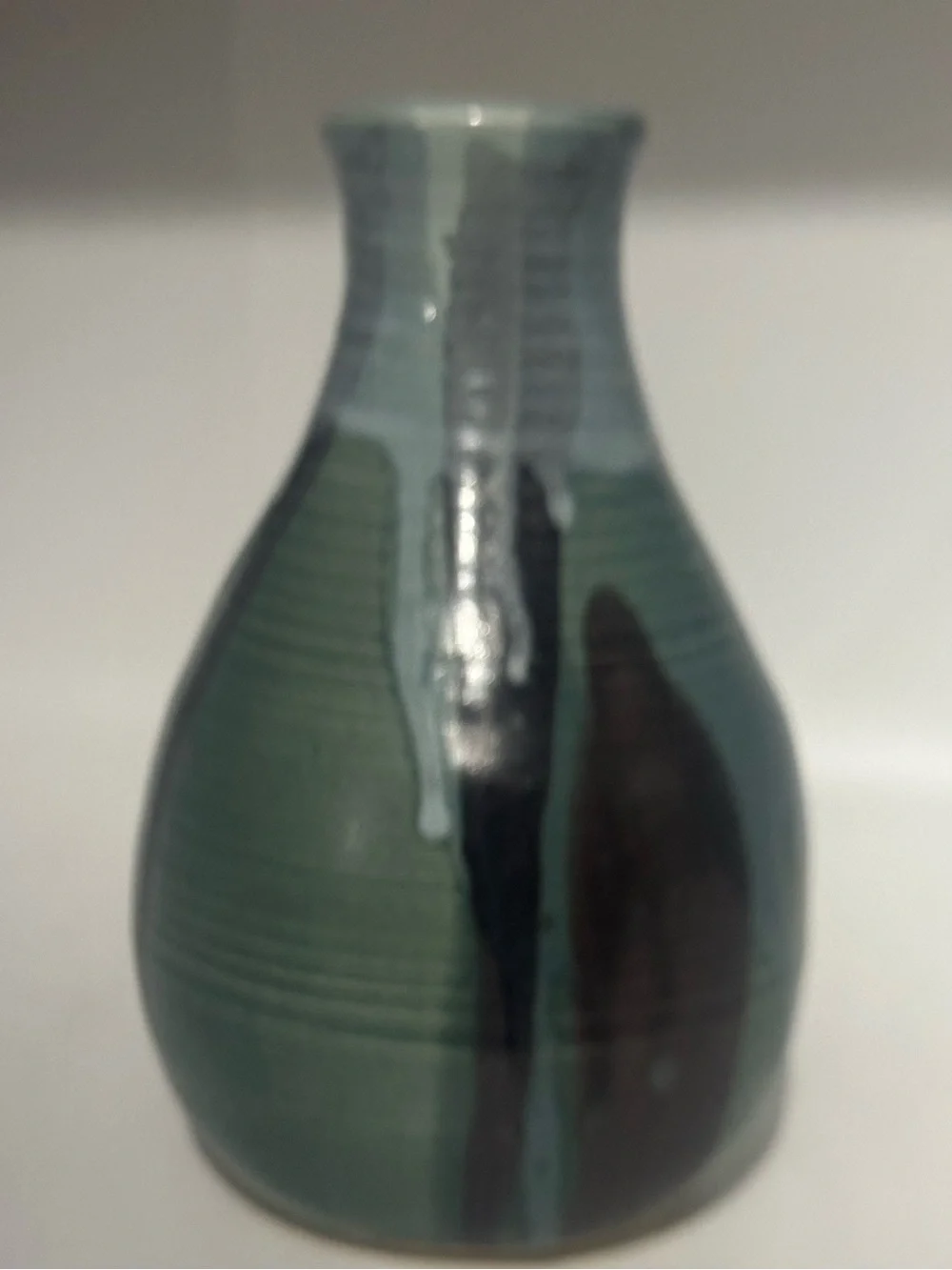 Handcrafted Teal Drip Ceramic Vase - Home Accents